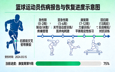 篮球运动员伤病报告与恢复进度示意图